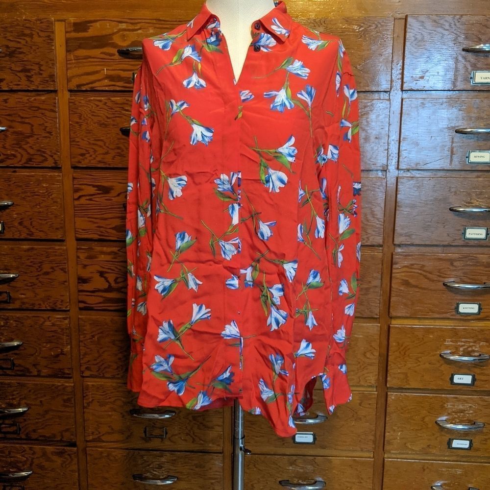 Rag and Bone Anderson women's red button down shirt Sz. Small
